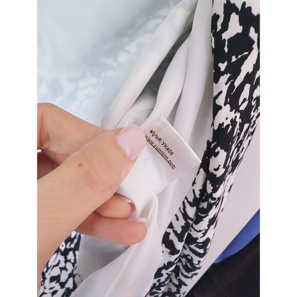 Yumi Kim Open Front Draped Silk Blazer Jacket Large Black White Corpcore Career - Picture 8 of 11